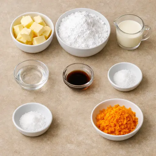 Ingredients for Orange Blossom Buttercream Frosting