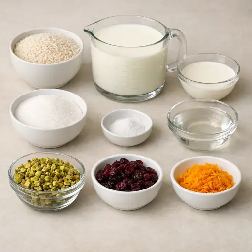 Ingredients for Orange Blossom Rice Pudding