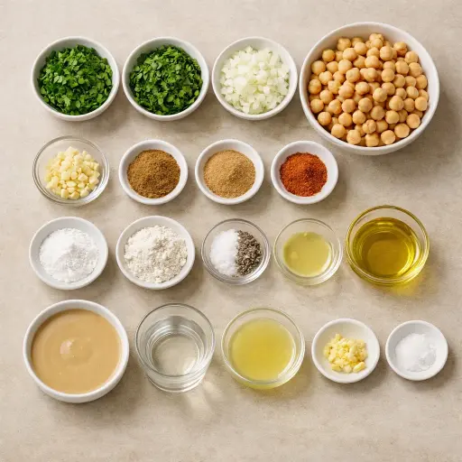 Ingredients for Oven-Baked Falafel with Tahini Sauce