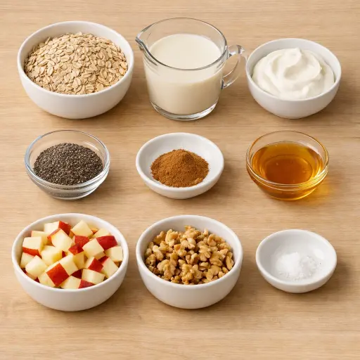 Ingredients for Overnight Oats with Apples and Cinnamon