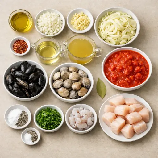 Ingredients for Pacific Coast Cioppino