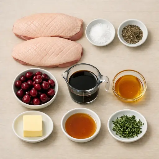 Ingredients for Pan-Seared Duck Breast with Cherry Sauce