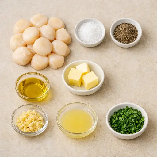 Ingredients for Pan-Seared Scallops with Lemon Butter
