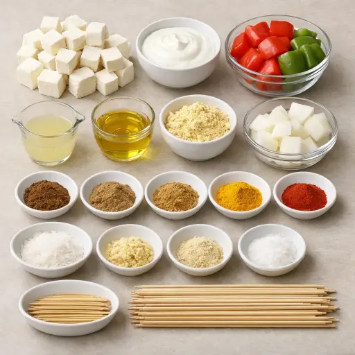 Ingredients for Paneer Tikka Skewers
