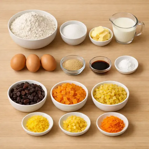 Ingredients for Panettone (Italy)
