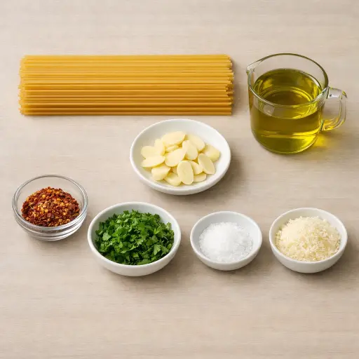 Ingredients for Pasta Aglio e Olio