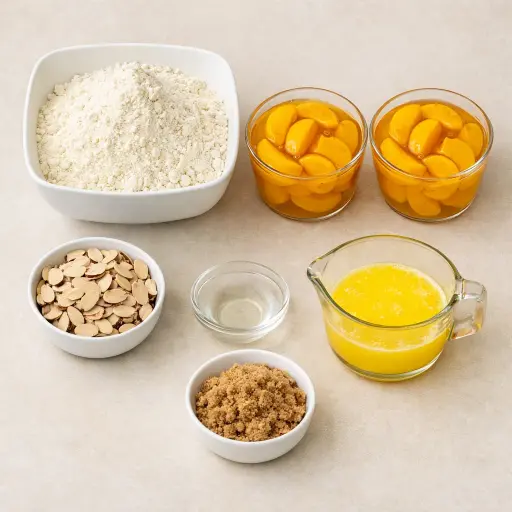 Ingredients for Peach Almond Cake Mix Cobbler