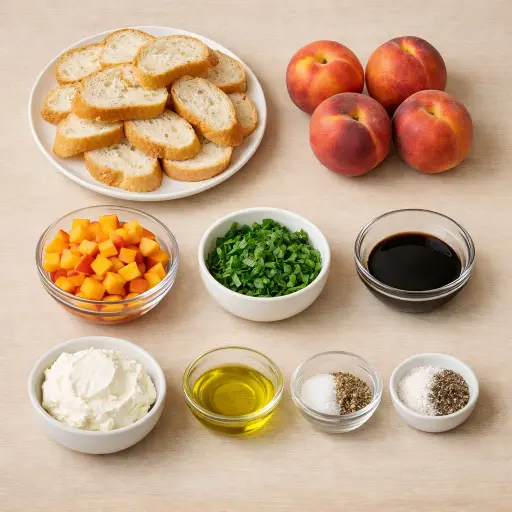 Ingredients for Peach and Basil Bruschetta