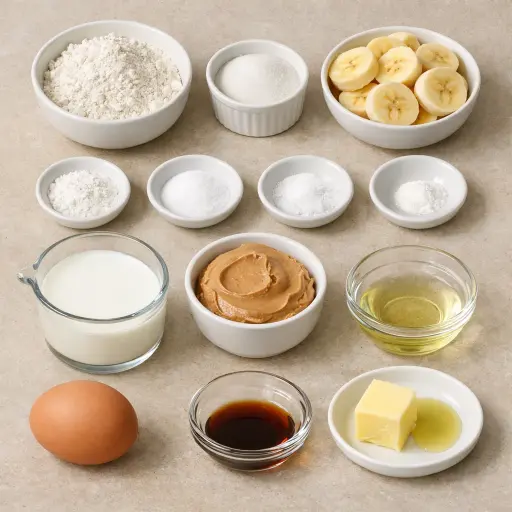 Ingredients for Peanut Butter and Banana Pancakes