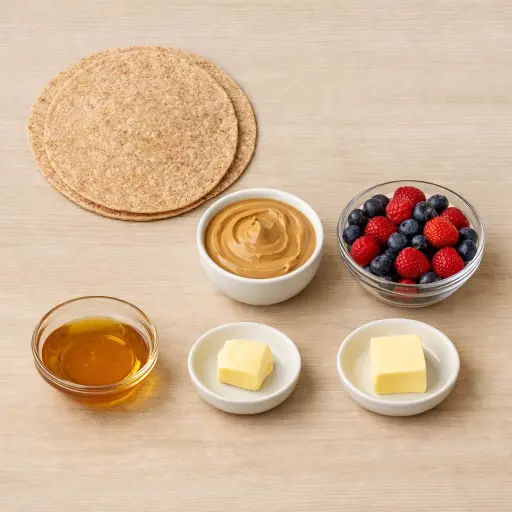 Ingredients for Peanut Butter and Berry Breakfast Quesadilla