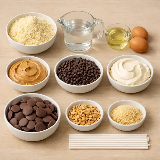 Ingredients for Peanut Butter Chocolate Chip Cake Pops