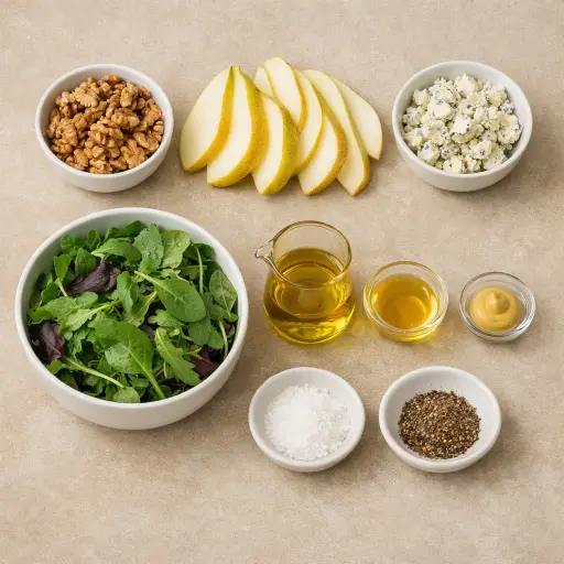 Ingredients for Pear and Walnut Salad with Blue Cheese