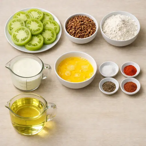 Ingredients for Pecan-Crusted Fried Green Tomatoes