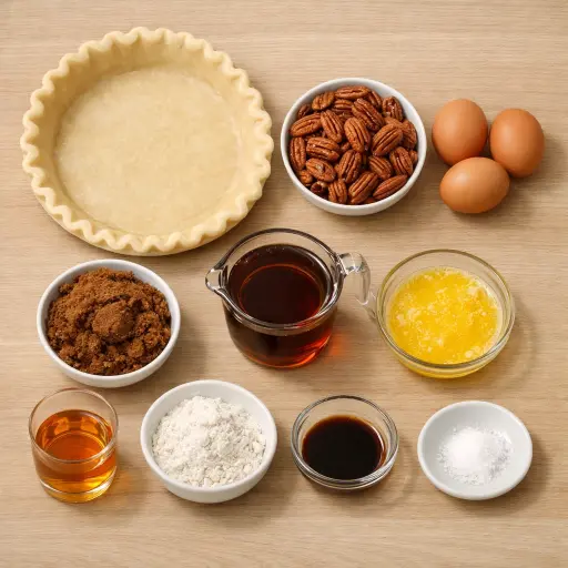 Ingredients for Pecan Maple Bourbon Pie