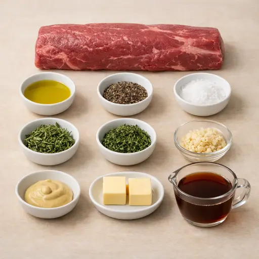 Ingredients for Peppered Herb-Crusted Beef Tenderloin