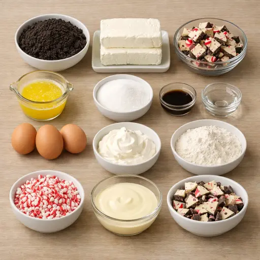 Ingredients for Peppermint Bark Cheesecake