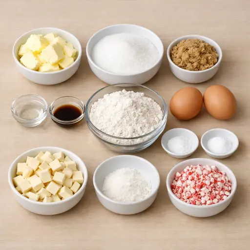 Ingredients for Peppermint White Chocolate Cookies