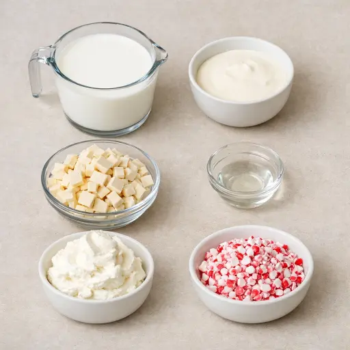 Ingredients for Peppermint White Hot Chocolate