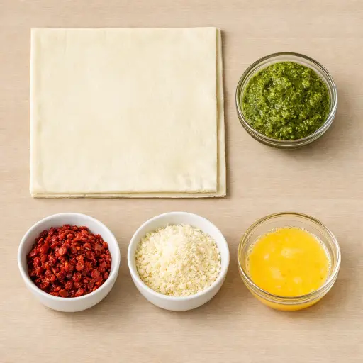 Ingredients for Pesto and Sun-Dried Tomato Palmiers