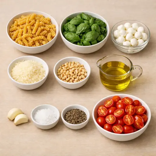 Ingredients for Pesto Pasta Salad