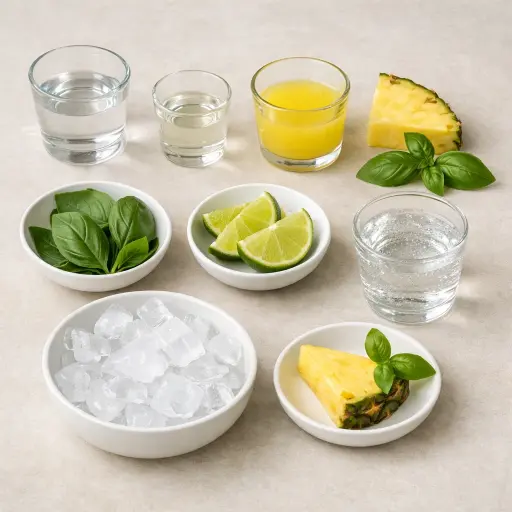 Ingredients for Pineapple Basil Mojito
