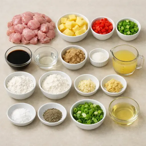 Ingredients for Pineapple Glazed Sweet and Tangy Chicken