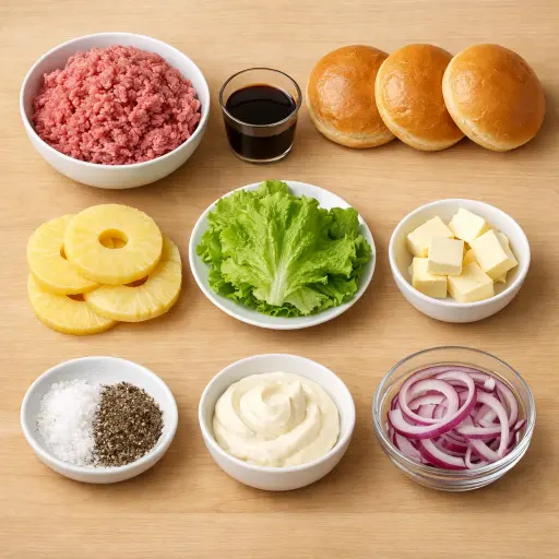 Ingredients for Pineapple Teriyaki Burgers