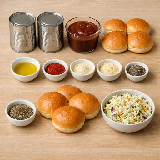 Ingredients for Plant-Based Jackfruit Pulled 'Pork' Sandwich
