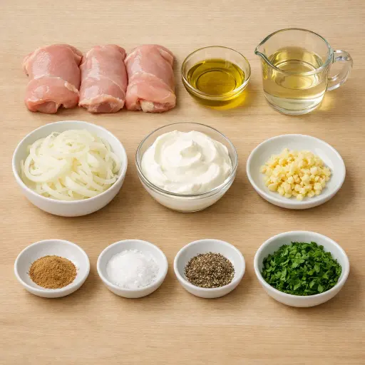 Ingredients for Poulet à la Crème d'Alsace