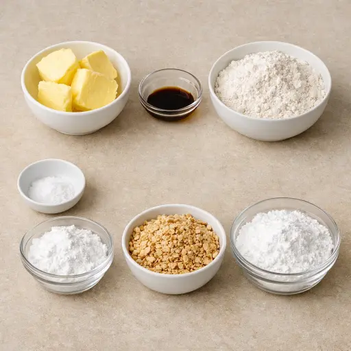 Ingredients for Powdered Sugar Almond Delights