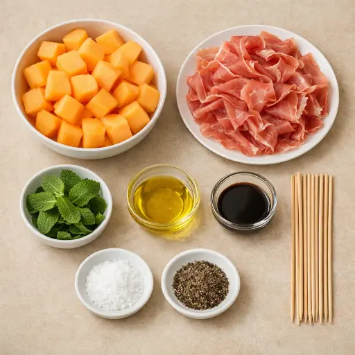 Ingredients for Prosciutto and Melon Skewers