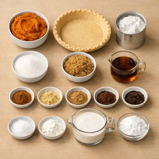 Ingredients for Pumpkin Pie with Coconut Whipped Cream