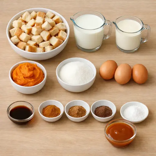 Ingredients for Pumpkin Spice Bread Pudding