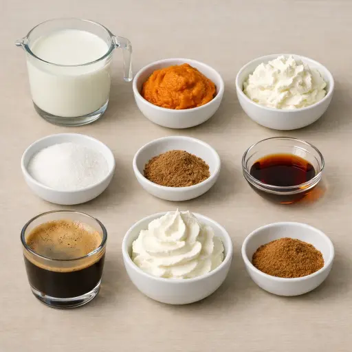 Ingredients for Pumpkin Spice Latte