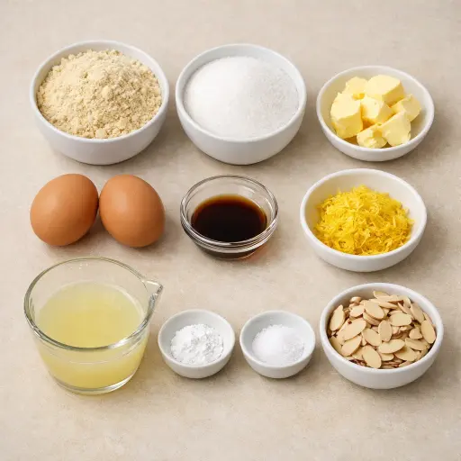 Ingredients for Quick Almond Lemon Cake
