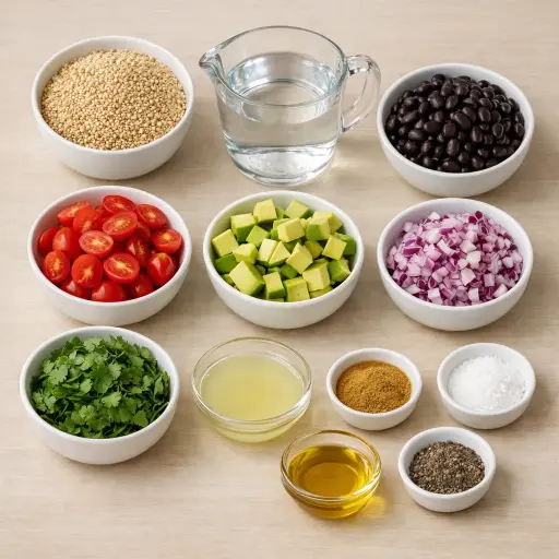 Ingredients for Quinoa & Black Bean Salad
