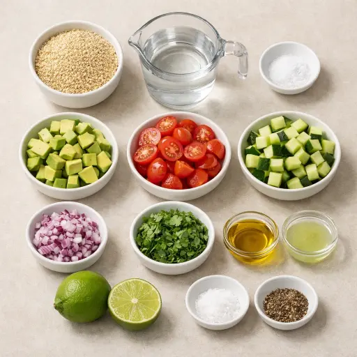 Ingredients for Quinoa and Avocado Salad