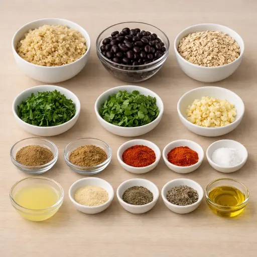 Ingredients for Quinoa and Black Bean Falafel