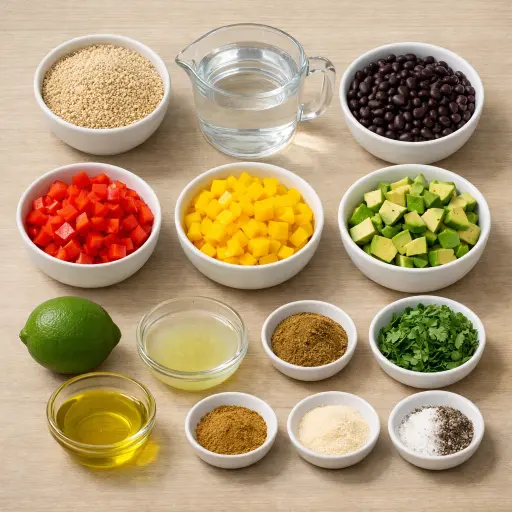 Ingredients for Quinoa and Black Bean Power Bowl