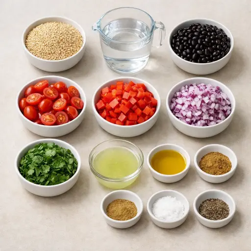 Ingredients for Quinoa and Black Bean Salad