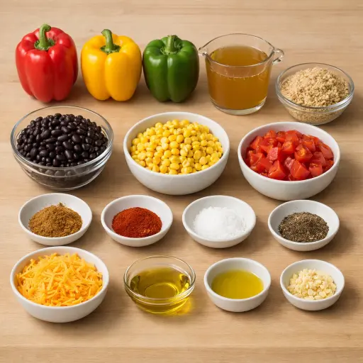 Ingredients for Quinoa and Black Bean Stuffed Peppers