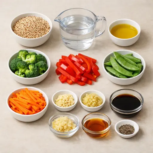 Ingredients for Quinoa and Vegetable Stir-Fry