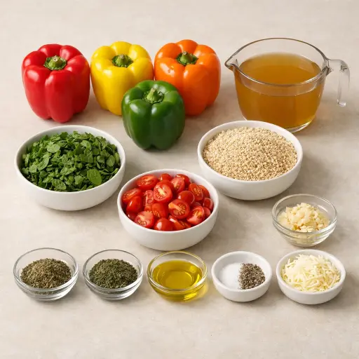 Ingredients for Quinoa and Veggie Stuffed Bell Peppers