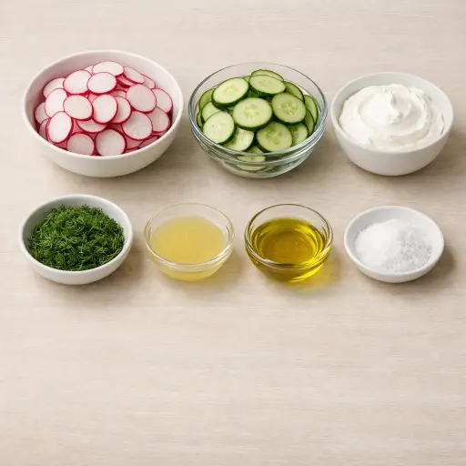 Ingredients for Radish and Cucumber Salad
