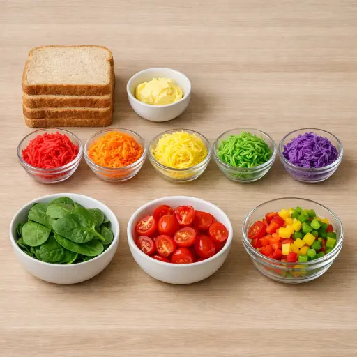 Ingredients for Rainbow Grilled Cheese Sandwiches