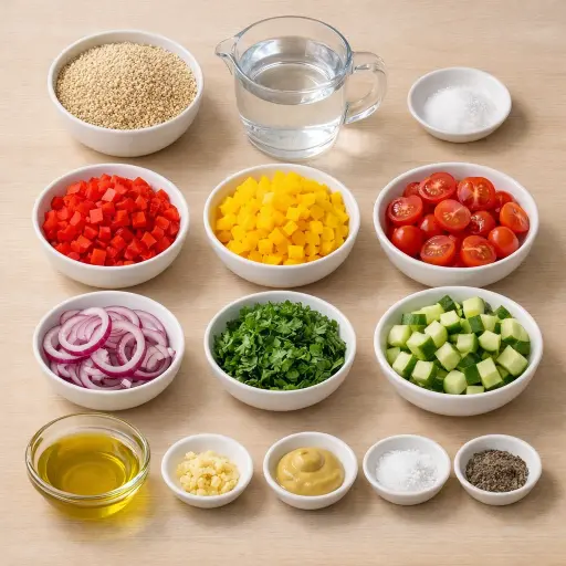 Ingredients for Rainbow Quinoa Vegetable Salad