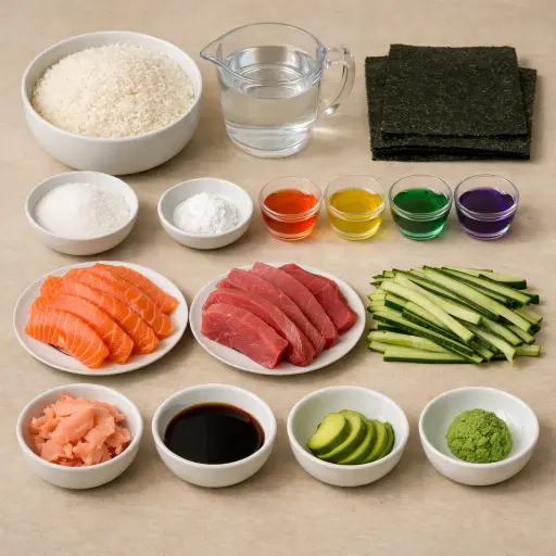 Ingredients for Rainbow Sushi