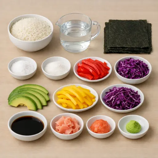 Ingredients for Rainbow Sushi Rolls