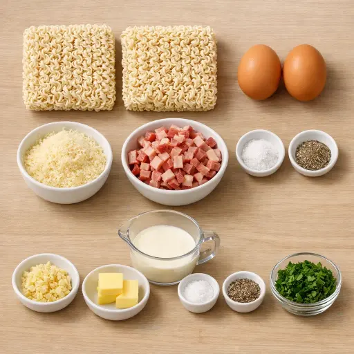 Ingredients for Ramen Carbonara