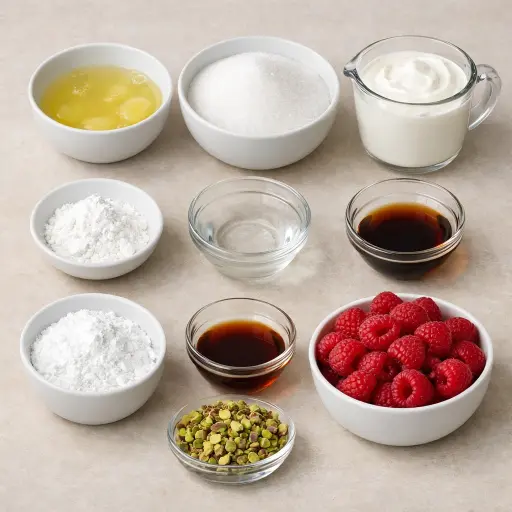 Ingredients for Raspberry Pistachio Pavlova